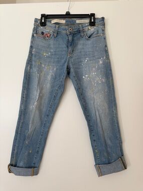 Anthropologie Pilcro Letterpress Embroidered Paint-Splatter Boyfriend Jeans 26